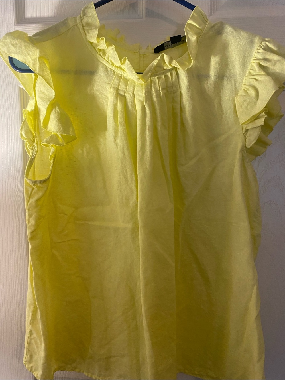 Marc New York Yellow Ruffle Sleeve Pleated Front Blouse